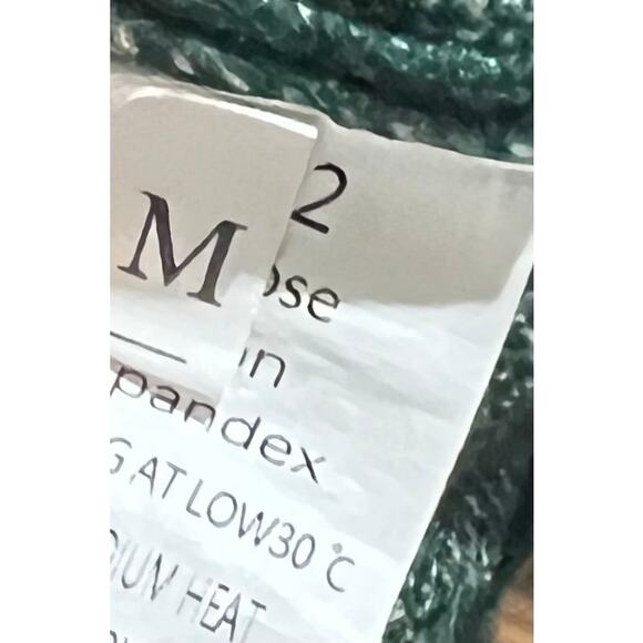 Women’s Snow Leopard Sleeved Sweater Dark Green Boho Cheetah Top Size Medium - Picture 6 of 7